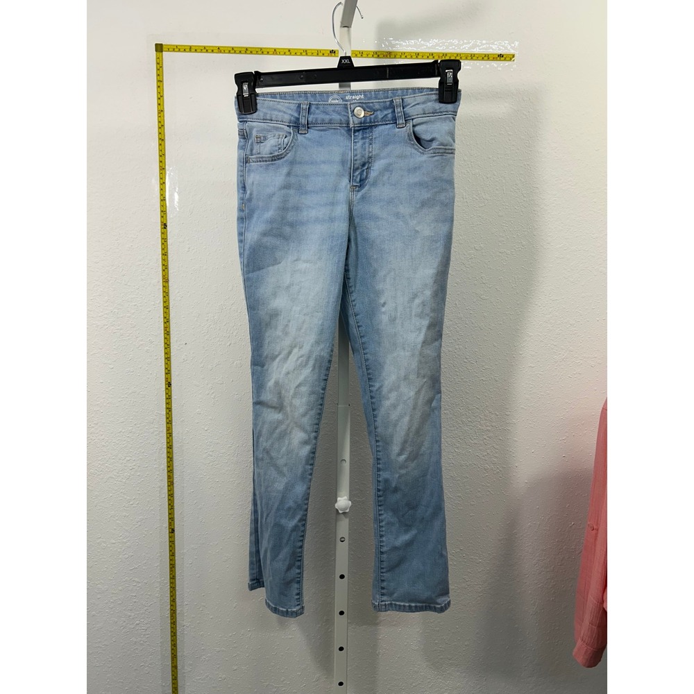 Wonder Nation Girls Straight Leg Jeans Light Wash Blue Denim Size 12